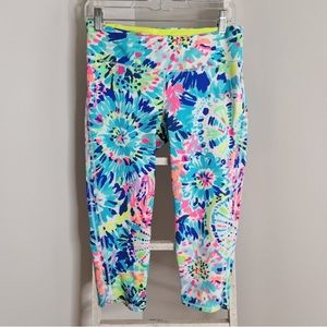 Lilly Pulitzer Leggings womens Large UPF 50+ Weekender cropped Dive In Luxletic